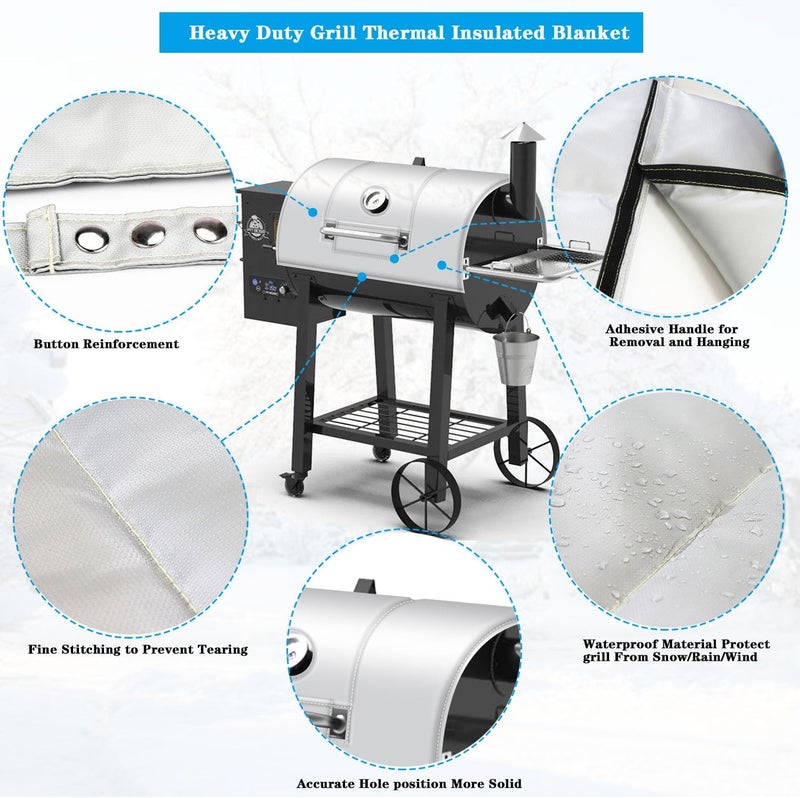 FORYEYC Grill Thermal Insulated Blanket for Pit Boss 800, Pro 820 and Pro 850 Series 820FB, 820S, 820SC, Pro Series 820, 67343 Wood Pellet Smoker Insulated Blanket for Winter Cooking Heat Blanket 850 - Image 3
